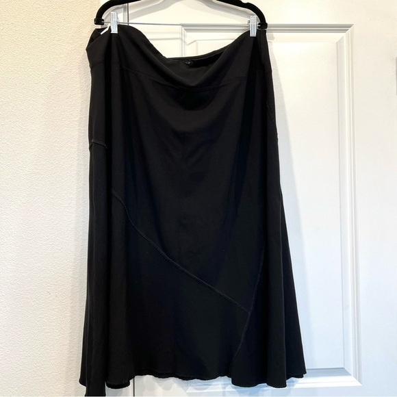 𝅺FOR Cynthia Black Rayon Blend A-Line Maxi Skirt 1X - Picture 1 of 7